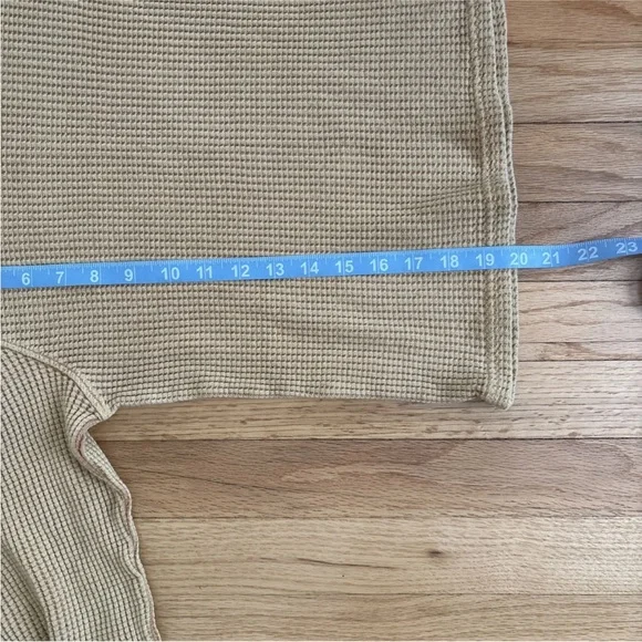 Free People FP One Womens Top XS Mustard Tasha Waffle Thermal Long Puff Sleeve - Picture 7 of 10